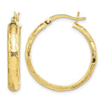 Sterling Silver Flash Gold-plated Patterned 4x Hoop Earrings