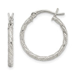 Sterling Silver Rhodium-plated Patterned Twist 2x Hoop Earrings