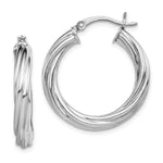 Sterling Silver Rhodium-plated Twisted 4x Hoop Earrings