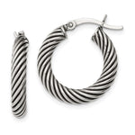 Sterling Silver Antiqued 3.25x Twisted Hoop Earrings