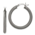 Sterling Silver Antiqued 3.25x Twisted Hoop Earrings