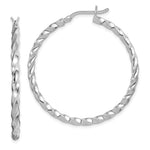 Sterling Silver Rhodium-plated Twisted 3x Hoop Earrings