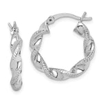 Sterling Silver Rhodium Plated Twisted 3.5x Hoop Earrings