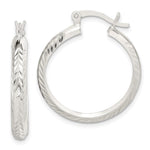 Sterling Silver Polished & Diamond-cut Round Hoop Earrings