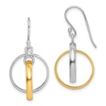 Sterling Silver Rhodium & Gold-Plated Double Circle Dangle Earrings
