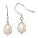 Sterling Silver Polished White 7- Freshwater Cultured Pearl Dangle Earrings