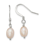 Sterling Silver Polished Pink 6- Freshwater Cultured Pearl Dangle Earrings