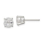 Sterling Silver Round Basket Set Laser-cut CZ Stud Earrings