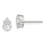 Sterling Silver Polished 6x Pear Snap Set CZ Stud Earrings