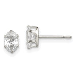 Sterling Silver Polished 6x Oval Snap Set CZ Stud Earrings