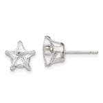 Sterling Silver Star Snap Set CZ Stud Earrings