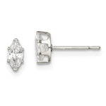 Sterling Silver Polished 6x Marquise Snap Set CZ Stud Earrings