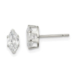 Sterling Silver Polished 7x Marquise Snap Set CZ Stud Earrings