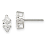 Sterling Silver Polished 8x Marquise Snap Set CZ Stud Earrings