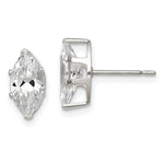 Sterling Silver Polished 10x Marquise Snap Set CZ Stud Earrings