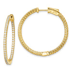 Sterling Shimmer Sterling Silver Gold-tone Flash Gold-plated 100 Stone CZ In and Out Round Hinged Hoop Earrings