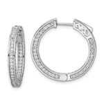 Sterling Shimmer Sterling Silver Rhodium-plated 200 Stone CZ In and Out Round Hinged Hoop Earrings