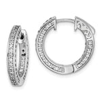 Sterling Shimmer Sterling Silver Rhodium-plated 134 Stone CZ In and Out Round Hinged Hoop Earrings