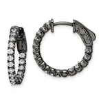 Sterling Shimmer Black Rhodium-plated 34 Stone CZ In and Out Round Hinged Hoop Earrings