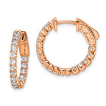 Sterling Shimmer Sterling Silver Rose-tone Rose Gold-plated 34 Stone CZ In and Out Round Hinged Hoop Earrings