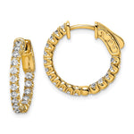Sterling Shimmer Sterling Silver Gold-tone Flash Gold-plated 34 Stone CZ In and Out Round Hinged Hoop Earrings