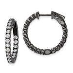 Sterling Shimmer Black Rhodium-plated 40 Stone CZ In and Out Round Hinged Hoop Earrings