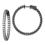Sterling Shimmer Black Rhodium-plated 68 Stone CZ In and Out Round Hinged Hoop Earrings