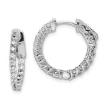 Sterling Shimmer Sterling Silver Rhodium-plated 32 Stone CZ In and Out Round Hinged Hoop Earrings