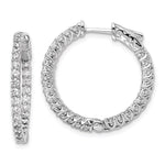 Sterling Shimmer Sterling Silver Rhodium-plated 52 Stone CZ In and Out Round Hinged Hoop Earrings