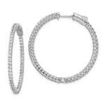 Sterling Shimmer Sterling Silver Rhodium-plated 96 Stone CZ In and Out Round Hinged Hoop Earrings