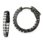 Sterling Shimmer Black Rhodium-plated 32 Stone CZ In and Out Round Hinged Hoop Earrings
