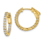 Sterling Shimmer Sterling Silver Gold-tone Flash Gold-plated 32 Stone CZ In and Out Round Hinged Hoop Earrings