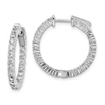 Sterling Shimmer Sterling Silver Rhodium-plated 40 Stone CZ In and Out Round Hinged Hoop Earrings
