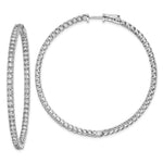 Sterling Shimmer Sterling Silver Rhodium-plated 126 Stone CZ In and Out Round Hinged Hoop Earrings