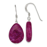 Sterling Silver Polished Pink Cracked Aventurine Teardrop Dangle Earrings
