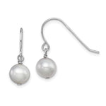 Sterling Silver Rhodium-plated 7- Grey Semi-Round Freshwater Cultured Pearl Dangle Earrings
