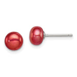 Sterling Silver Rhod-pltd Red 6- Button FWC Pearl Post Earrings