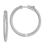 Sterling Shimmer Sterling Silver Rhodium-plated 94 Stone CZ In and Out Round Hinged Hoop Earrings