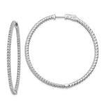 Sterling Shimmer Sterling Silver Rhodium-plated 140 Stone CZ In and Out Round Hinged Hoop Earrings