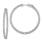 Sterling Shimmer Sterling Silver Rhodium-plated 106 Stone CZ In and Out Round Hinged Hoop Earrings