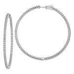 Sterling Shimmer Sterling Silver Rhodium-plated 166 Stone CZ In and Out Round Hinged Hoop Earrings