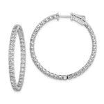 Sterling Shimmer Sterling Silver Rhodium-plated 72 Stone CZ In and Out Round Hinged Hoop Earrings