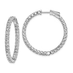 Sterling Shimmer Sterling Silver Rhodium-plated 62 Stone CZ In and Out Round Hinged Hoop Earrings
