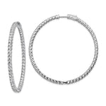 Sterling Shimmer Sterling Silver Rhodium-plated 114 Stone CZ In and Out Round Hinged Hoop Earrings