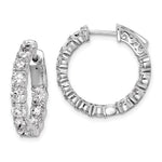 Sterling Shimmer Sterling Silver Rhodium-plated 24 Stone CZ In and Out Round Hinged Hoop Earrings