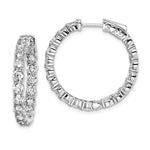 Sterling Shimmer Sterling Silver Rhodium-plated 36 Stone CZ In and Out Round Hinged Hoop Earrings