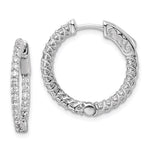 Sterling Shimmer Sterling Silver Rhodium-plated 46 Stone CZ In and Out Round Hinged Hoop Earrings