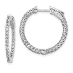 Sterling Shimmer Sterling Silver Rhodium-plated 56 Stone CZ In and Out Round Hinged Hoop Earrings