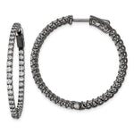 Sterling Shimmer Black Rhodium-plated 78 Stone CZ In and Out Round Hinged Hoop Earrings
