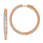 Sterling Shimmer Sterling Silver Rose-tone Flash Rose Gold-plated 78 Stone CZ In and Out Round Hinged Hoop Earrings